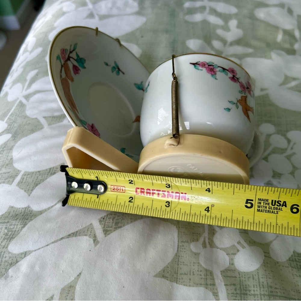 VTG Teleflora Standing Displayed Cottagecore Dainty Bird Plate & Mug Set Art - Picture 11 of 11